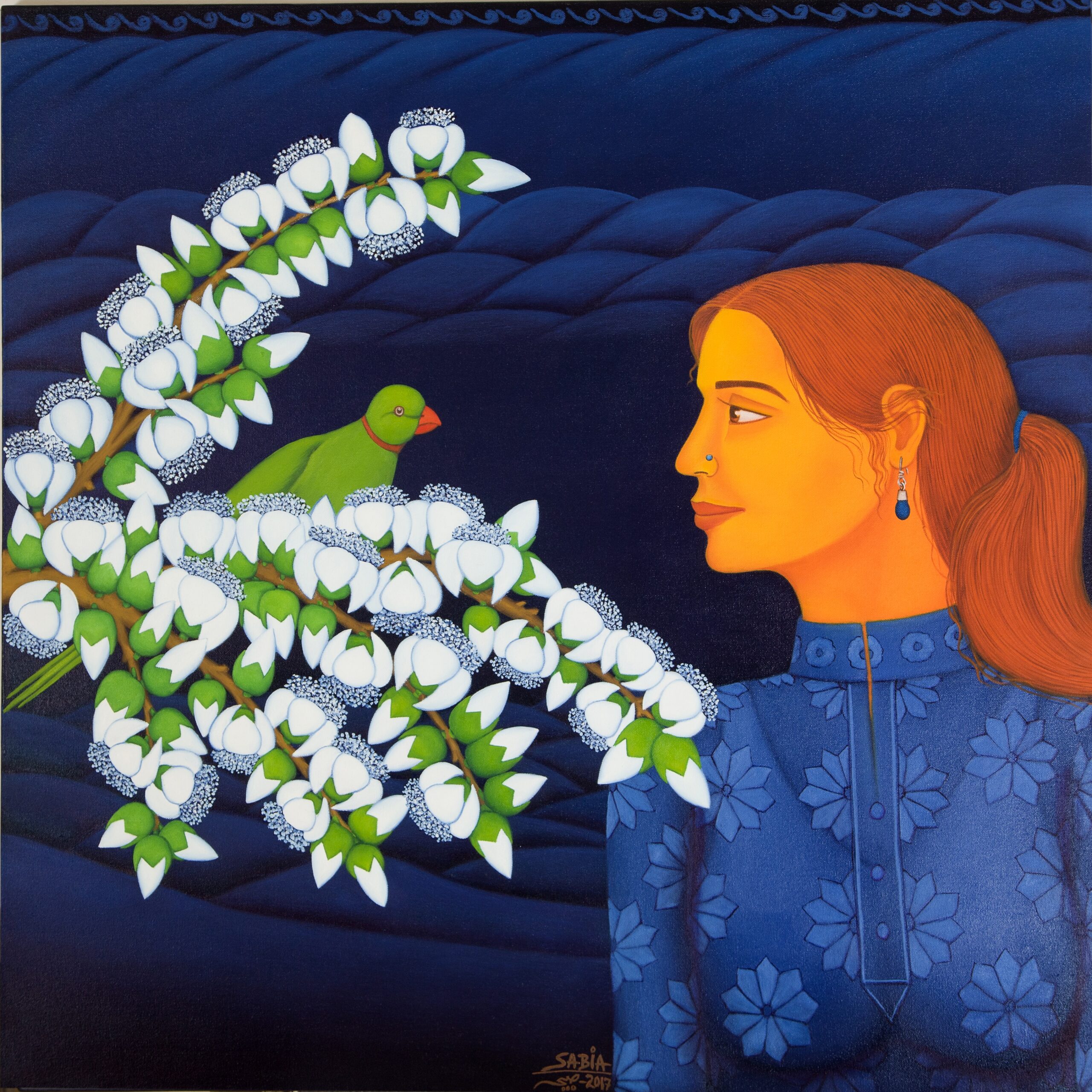 Girl watching Parrot